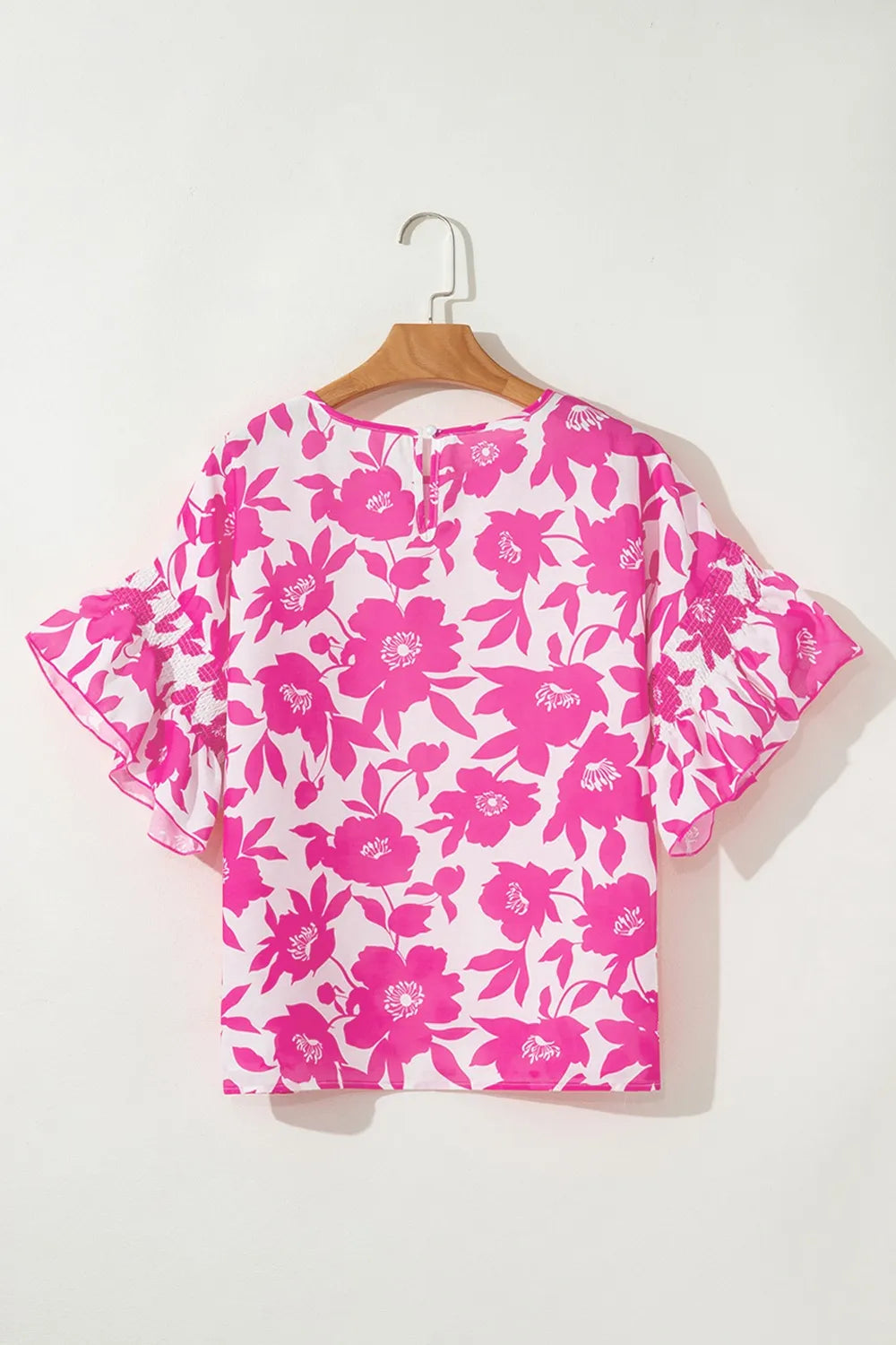 Women's Blouse Floral Print Hot Pink Short Sleeve Casual Top 9e95c8fa-ceda-4a46-b64b-4353af0bc492-Max-Origin Trendsi