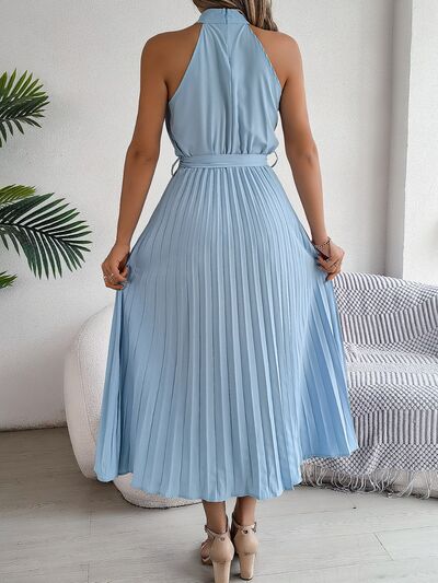 Pleated Midi Dress Grecian Neck Tie Waist Belted Halter Sleeveless 9e9ca4dc-c0aa-4d40-9107-7e06da908d07-Min Trendsi