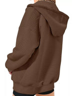 Women's Hoodie Zip Up Drawstring Hood Dropped Shoulder Long Sleeve 9ecf11b005474771b0c91c49b5a51a83-Max-Origin Trendsi