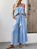 Women's Outfit Set Ruffle Cami Crop Top and Wide Leg Pants Light Blue 9ee81bf6-b13b-4d6c-bf0a-0b1aae65d71f-Max-Origin Trendsi
