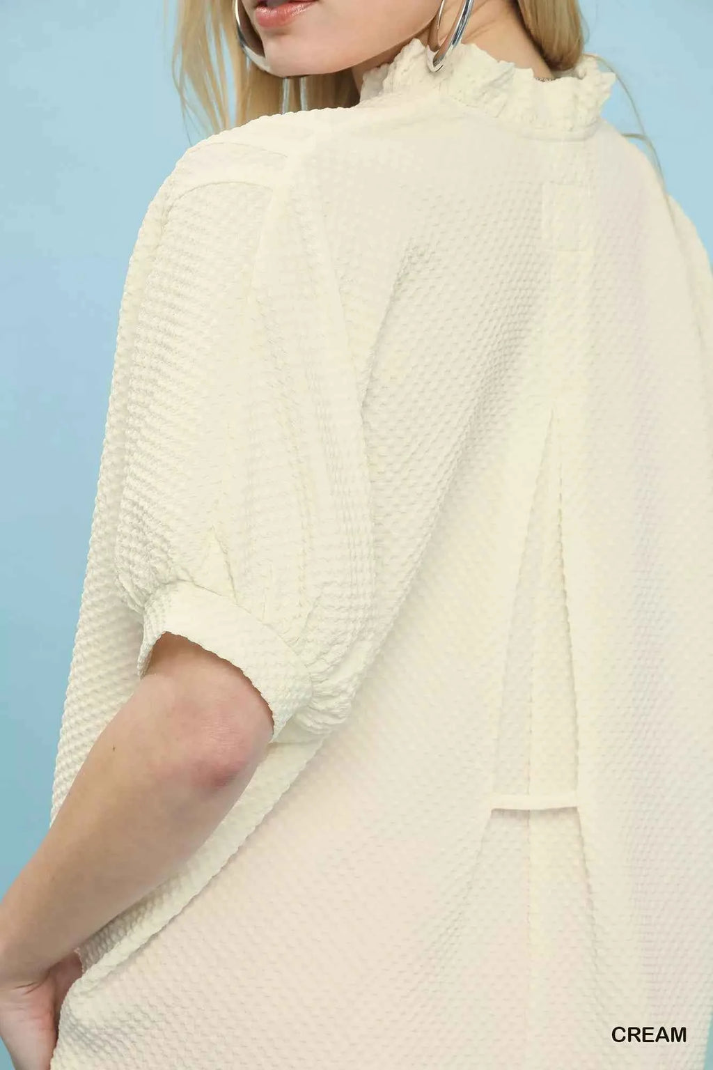 Umgee Textured Jacquard Short Sleeve Top