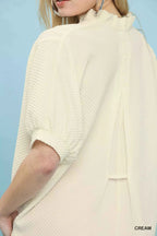 Umgee Textured Jacquard Short Sleeve Top