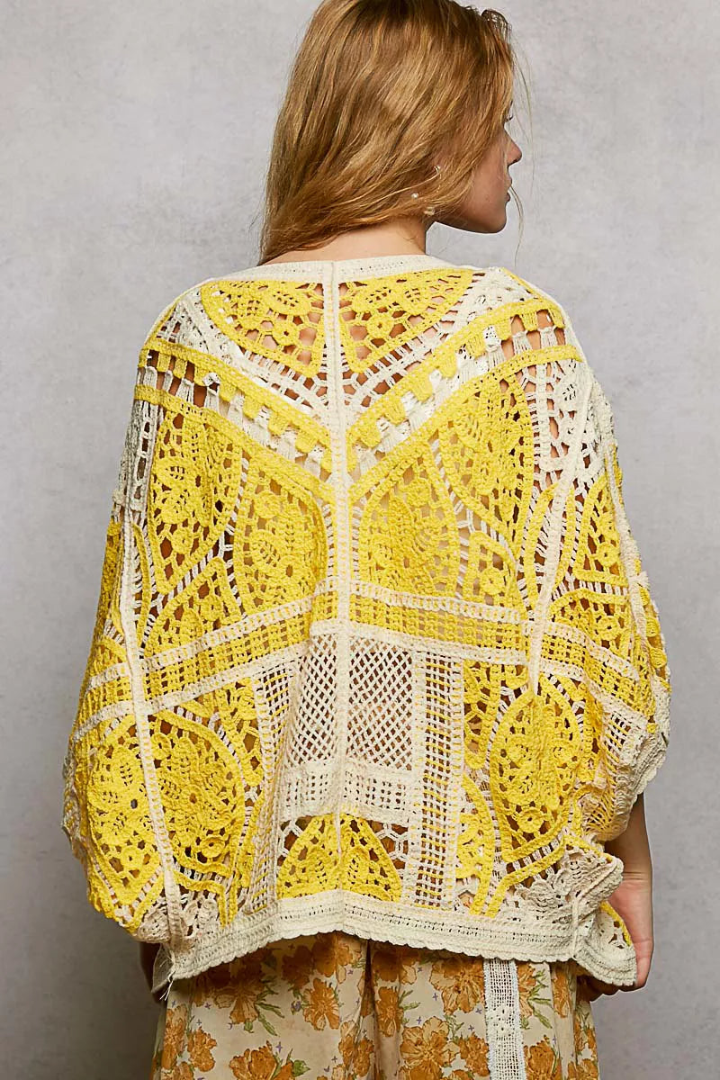 POL Crochet Cardigan Yellow Multi Open Front with Scalloped Edge 9eef8c71-10e7-4d45-871c-33bfab4ff7d8-Max-Origin Trendsi