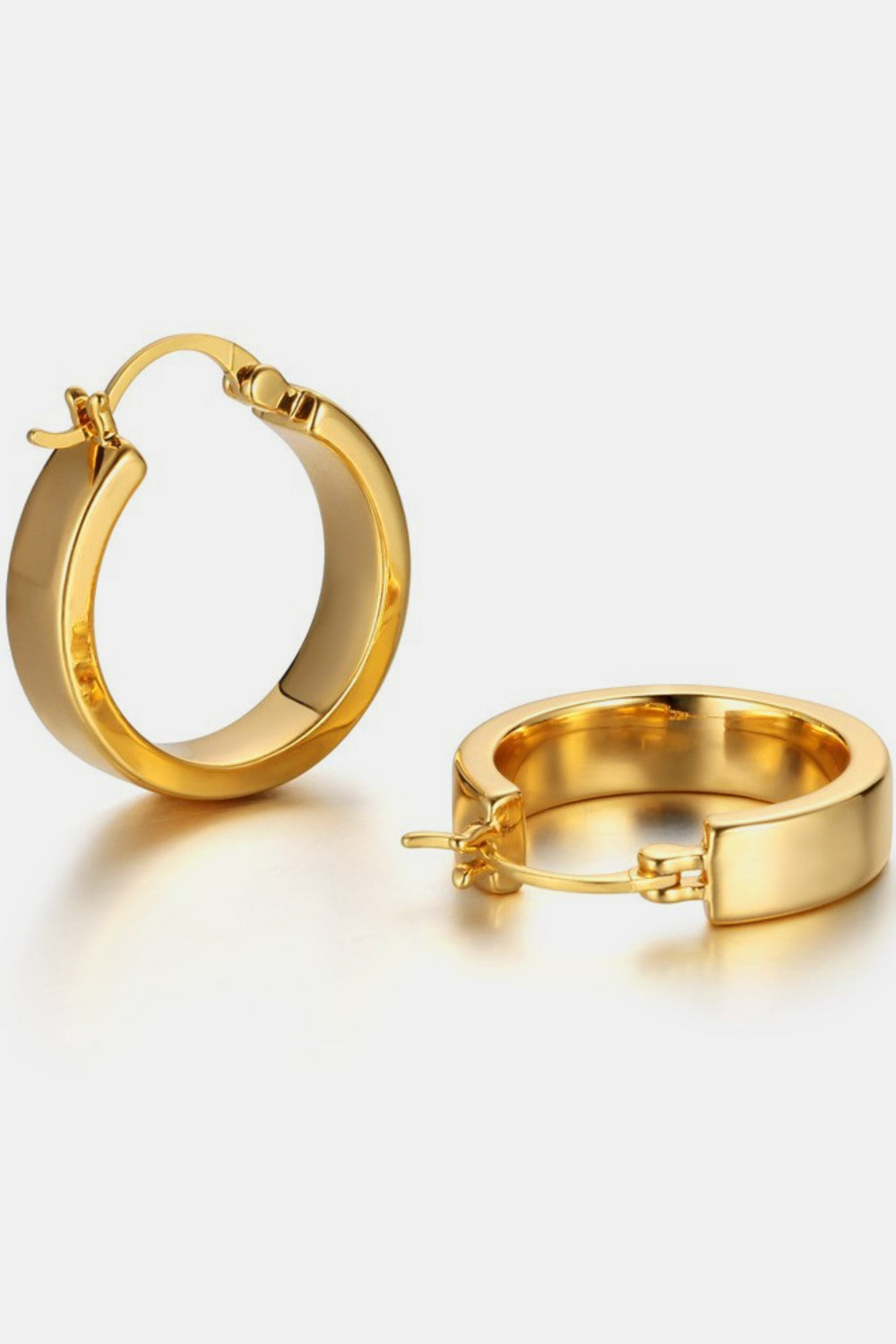 Hoop Huggie Earrings Gold-Plated Brass Round Women Golden Jewelry