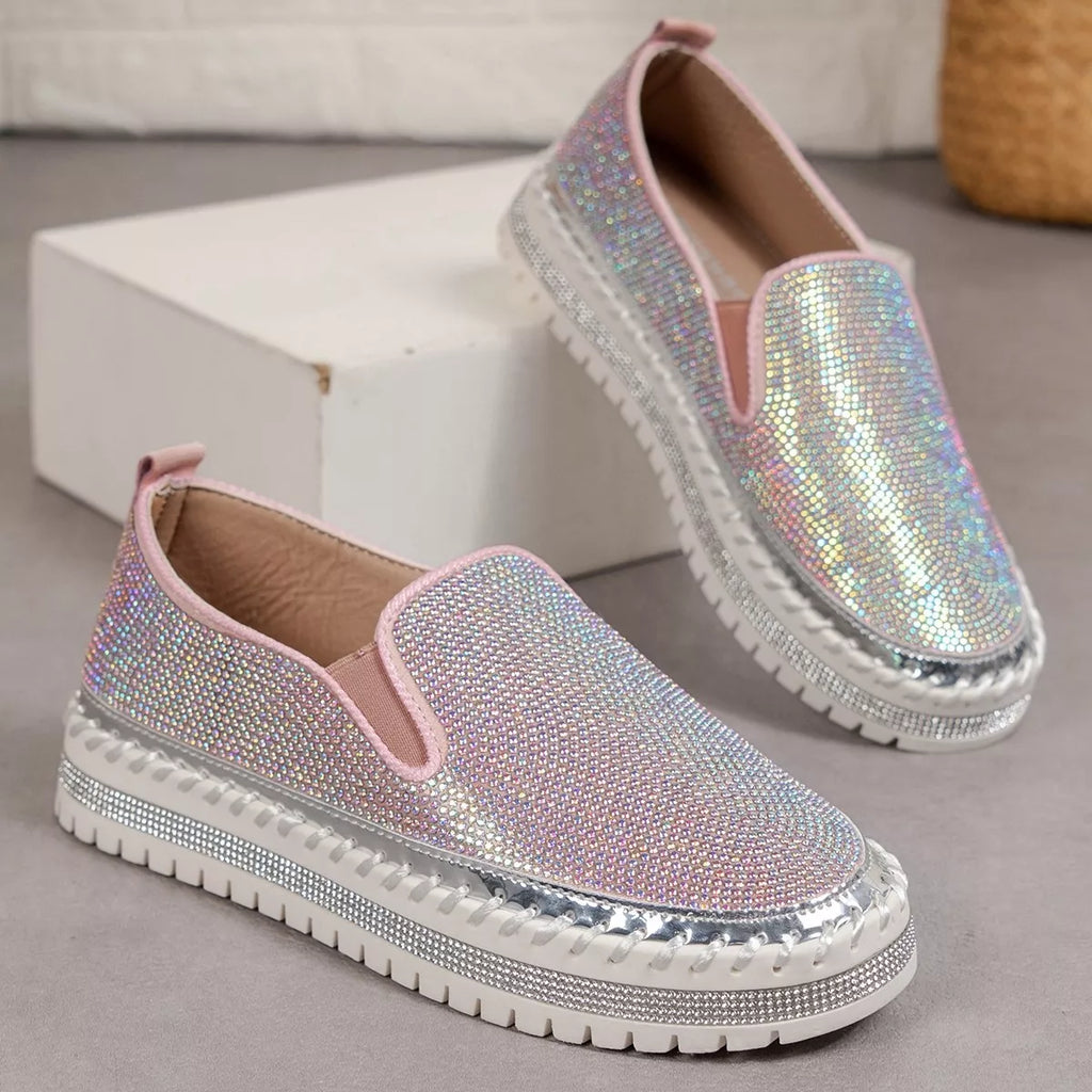 Rhinestone Round Toe Platform Loafers 9f2207d7e7db4e849702ae38d81d0546-Max-Origin Trendsi