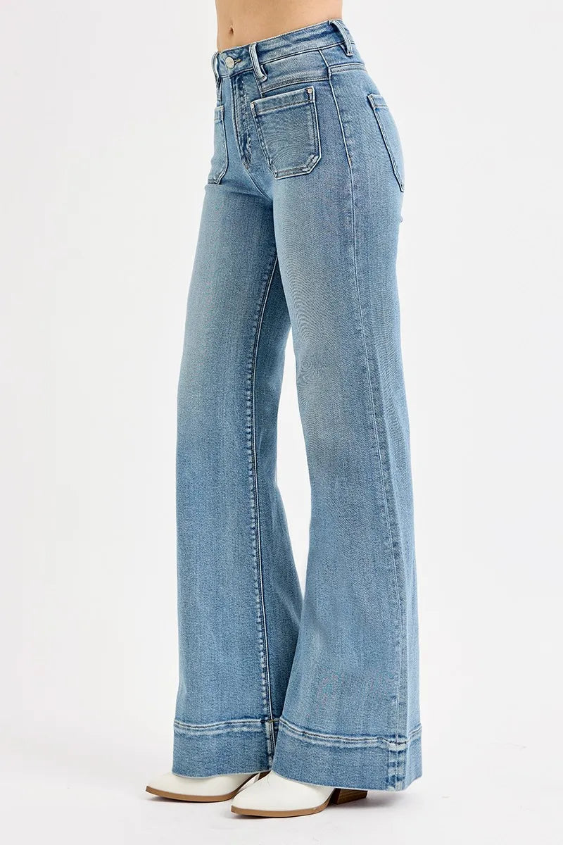 RISEN Jeans Wide Flare Women's High Rise Patch Pocket Denim Pants 9f486bbf3bc44e4191b334cb2892d216-Max-Origin Trendsi