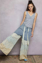 POL Tank Top Ruched Powder Blue Floral V-Neck with Lace Detail 9f5a34c6-775b-4448-bc88-90c838b9acc1-Max-Origin Trendsi