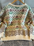 Women's Cardigan Beige Floral Knit Pattern Button-Up Long Sleeve 9f6b2ee8-66b8-4a54-a5f1-6e69a2091f86-Max-Origin Trendsi