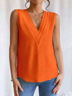 Cami Tank Top Women's V-Neck Pleated Sleeveless Elegant Blouse 9f94a207-9040-452e-84be-447c4cc54408-Max-Origin Trendsi