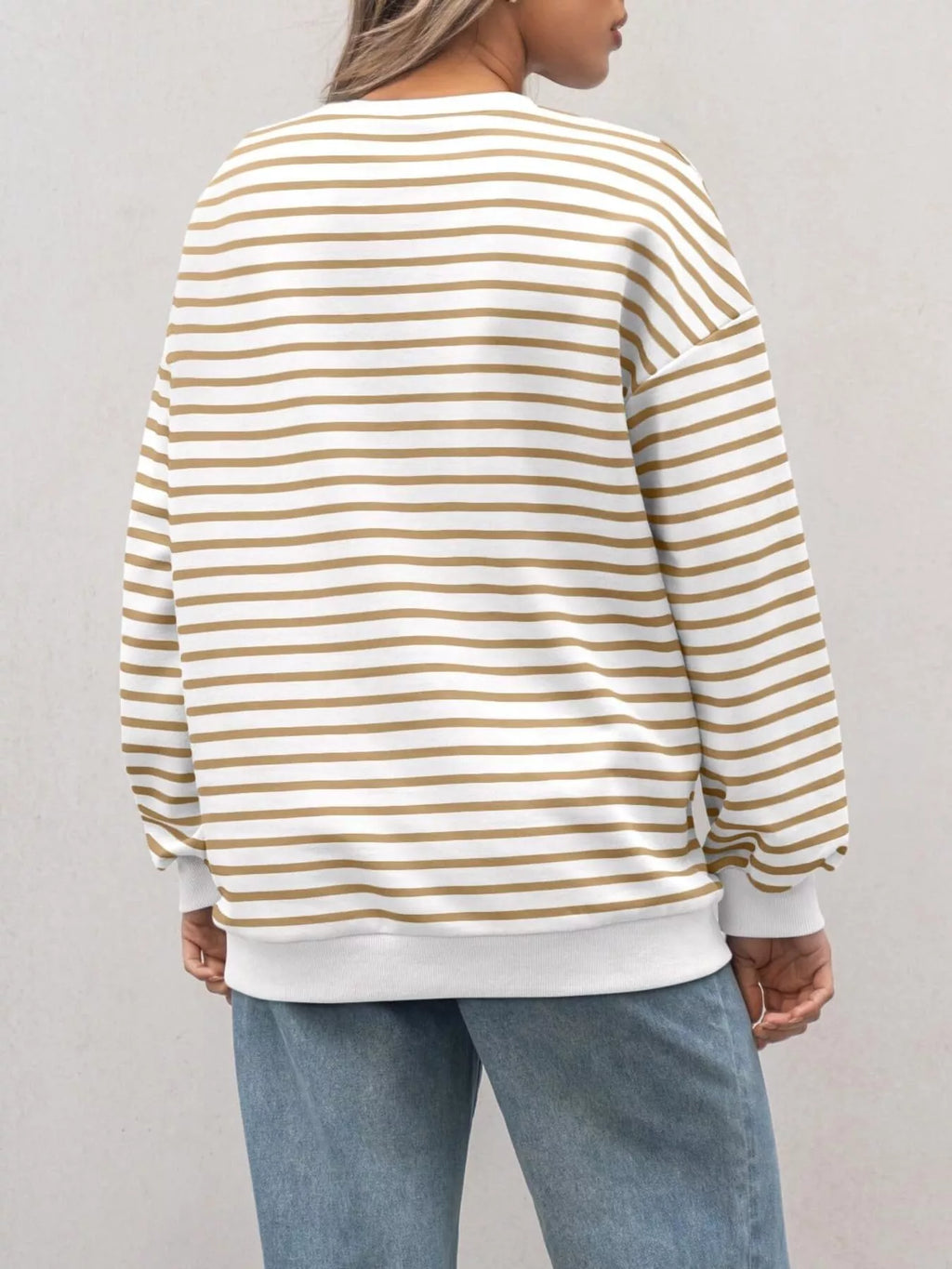Women's Sweatshirt Striped Round Neck Oversized Casual Pullover 9f9768ba36df46efabe5c41f9185c1af-Max-Origin Trendsi