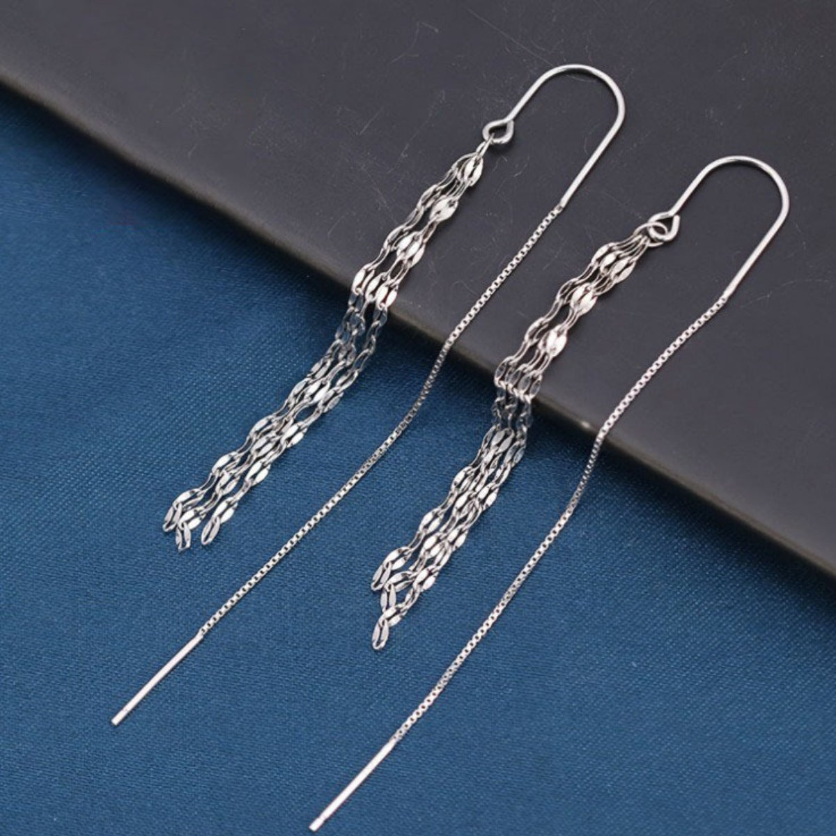 925 Sterling Silver Threader Earrings – One Pair, Includes Matching Box