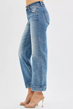 RISEN Womens Jeans Crop Mid Rise Straight with Taylor Cuffed Plus Sizes 9fbd55a0929743579f168ce4416af56e-Max-Origin Trendsi