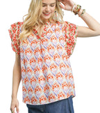 Umgee Double Ruffle Sleeve Floral Blouse