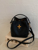 Women's Casual Bucket Bag Black Mini Pu Leather Crossbody Daily Handbags