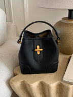 Women's Casual Bucket Bag Black Mini Pu Leather Crossbody Daily Handbags