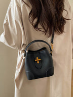 Women's Casual Bucket Bag Black Mini Pu Leather Crossbody Daily Handbags