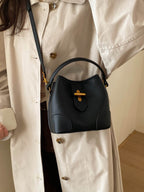 Women's Casual Bucket Bag Black Mini Pu Leather Crossbody Daily Handbags