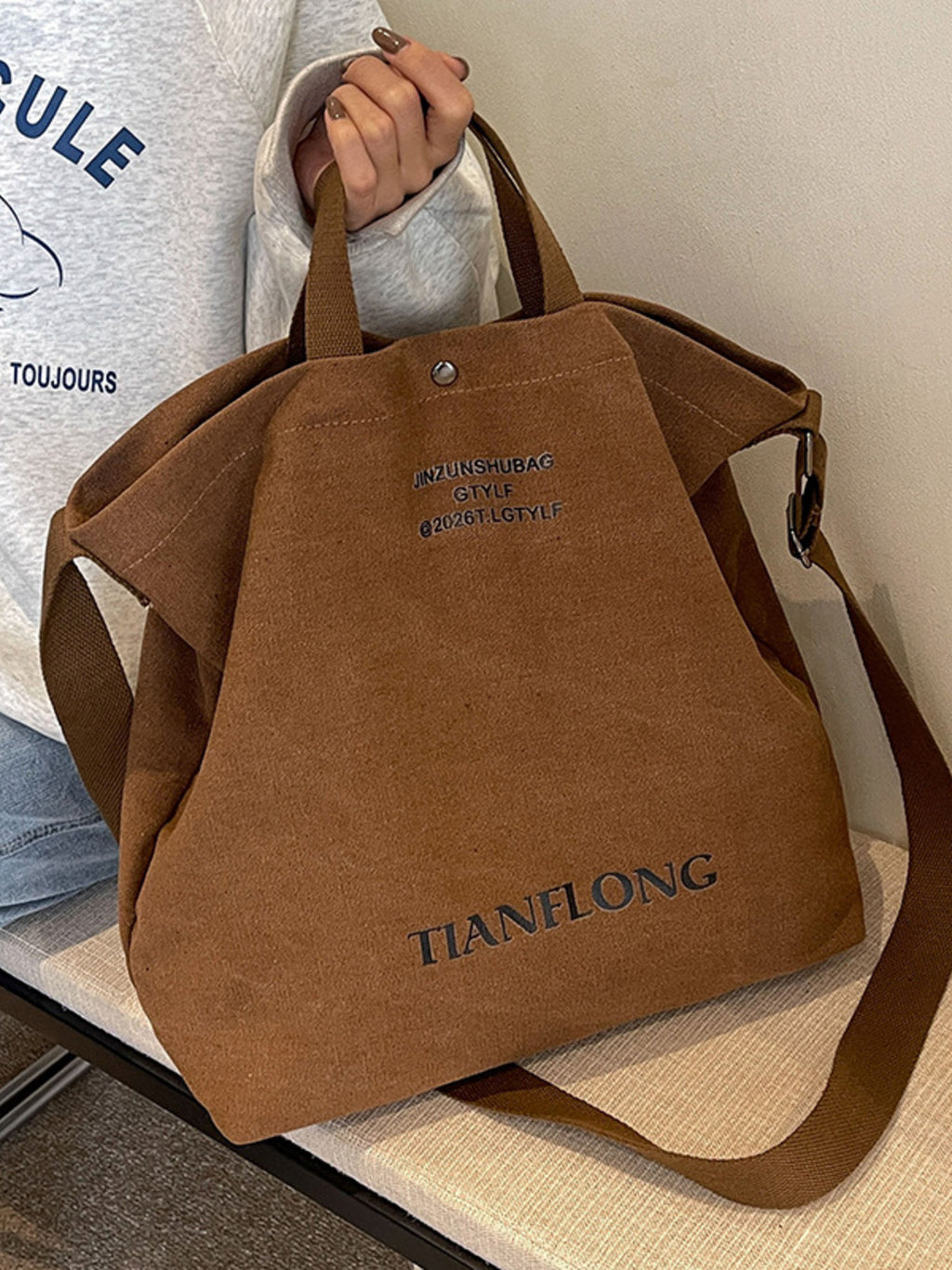 Women's Casual Canvas Handbag Large Brown Soft Hobo Crossbody Bags