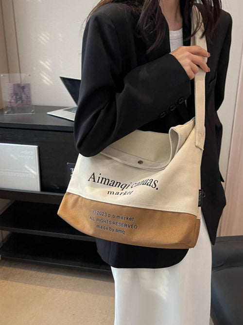 Women's Casual Large Hobo Shoulder Bag Color Block Canvas Folding Handbags