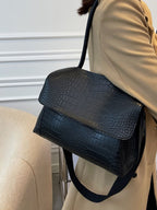 Women's Large Shoulder Bag Crocodile Embossed Pu Leather Flap Handbags