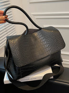 Women's Large Shoulder Bag Crocodile Embossed Pu Leather Flap Handbags