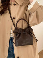 Drawstring Bucket Women's Mini Casual Fashion Crossbody Bag Pu Leather