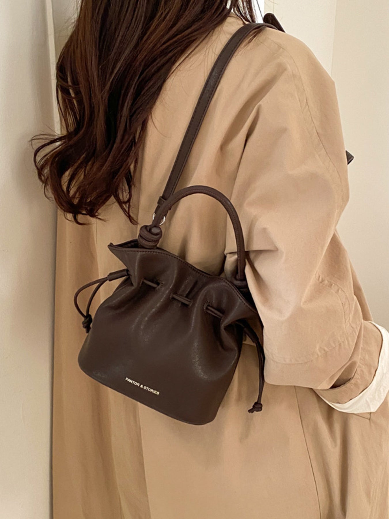 Drawstring Bucket Women's Mini Casual Fashion Crossbody Bag Pu Leather