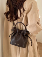 Drawstring Bucket Women's Mini Casual Fashion Crossbody Bag Pu Leather