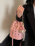 Women's Mini Drawstring Bucket Crossbody Bag Pu Leather Fashion Handbags