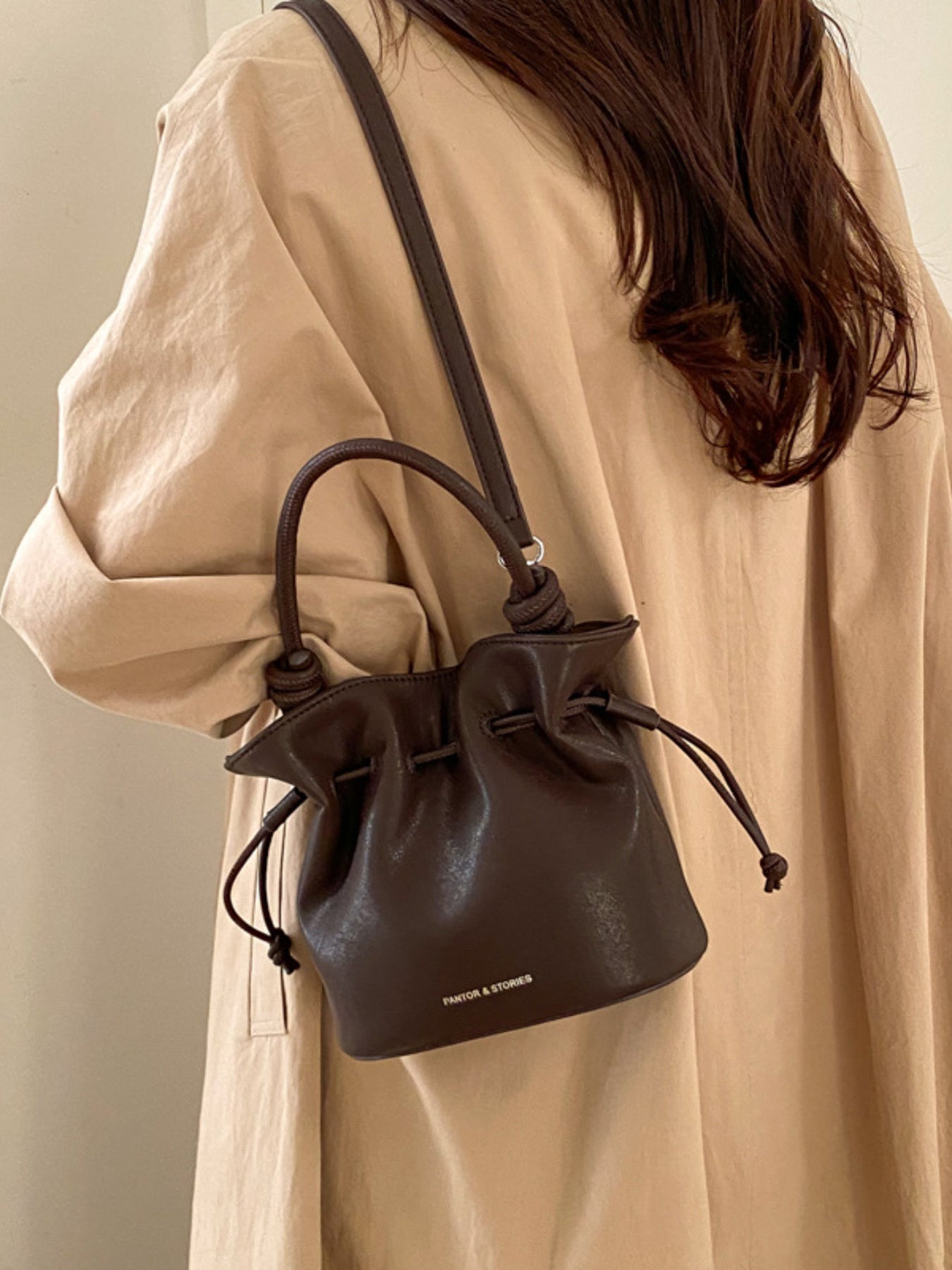 Drawstring Bucket Women's Mini Casual Fashion Crossbody Bag Pu Leather