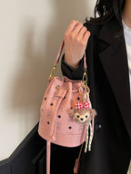 Women's Mini Drawstring Bucket Crossbody Bag Pu Leather Fashion Handbags