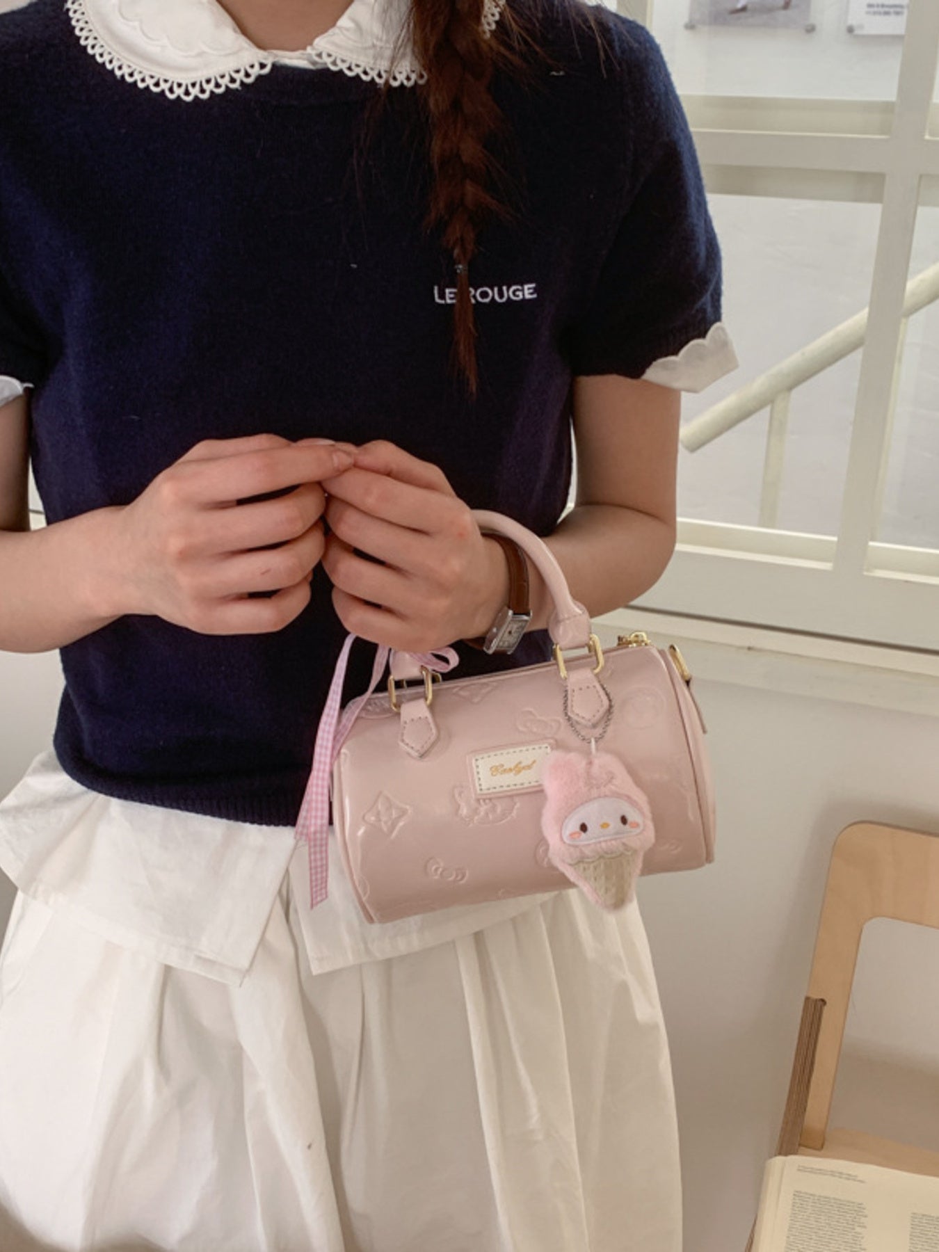 Women's Mini Crossbody Bag Embossed Pattern Cylinder Zipper Handbags