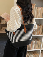 Straw Striped Woven Shoulder Bag Women's Casual Summer Beach Handbags