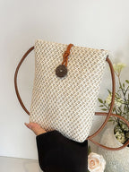 Straw Woven Texture Mini Crossbody Bag Women's Summer Off White Purses