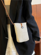 Straw Woven Texture Mini Crossbody Bag Women's Summer Off White Purses