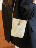 Straw Woven Texture Mini Crossbody Bag Women's Summer Off White Purses