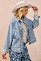 BiBi Casual Blouse Floral Lace Ruffles Stripe Lightweight Long Sleeve Top Cream