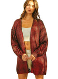 BiBi Metallic Knit V-Neck Open Sweater Cardigan Women Shimmer Knit Top S-XL - STYLEINGER