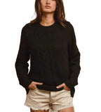 BiBi Twist Knitted Open Shoulder Sweater Women Knit Fall Winter Casual S-XL Black - STYLEINGER
