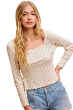 BiBi Women's Floral Print Long Sleeve Stretch Jersey Top | Styleinger