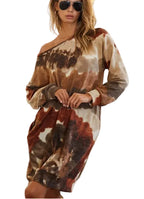 BiBi Women’s Tie Dye Knit Dress with Side Pocket Casual Boho Summer Outfit - STYLEINGER