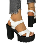 Block Heel Casual Sandals Criss Cross Pu Leather Open Toe High Heel Women's Shoes