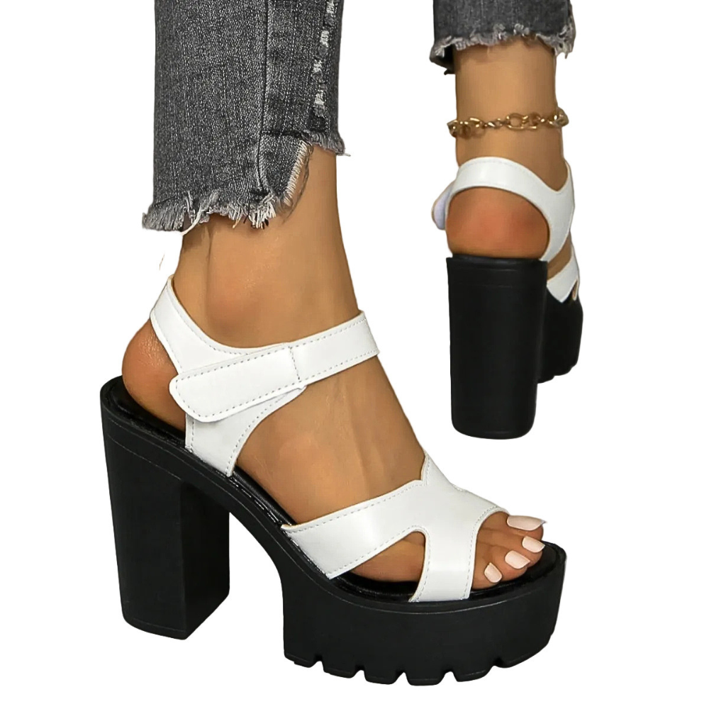 Block Heel Casual Sandals Criss Cross Pu Leather Open Toe High Heel Women's Shoes