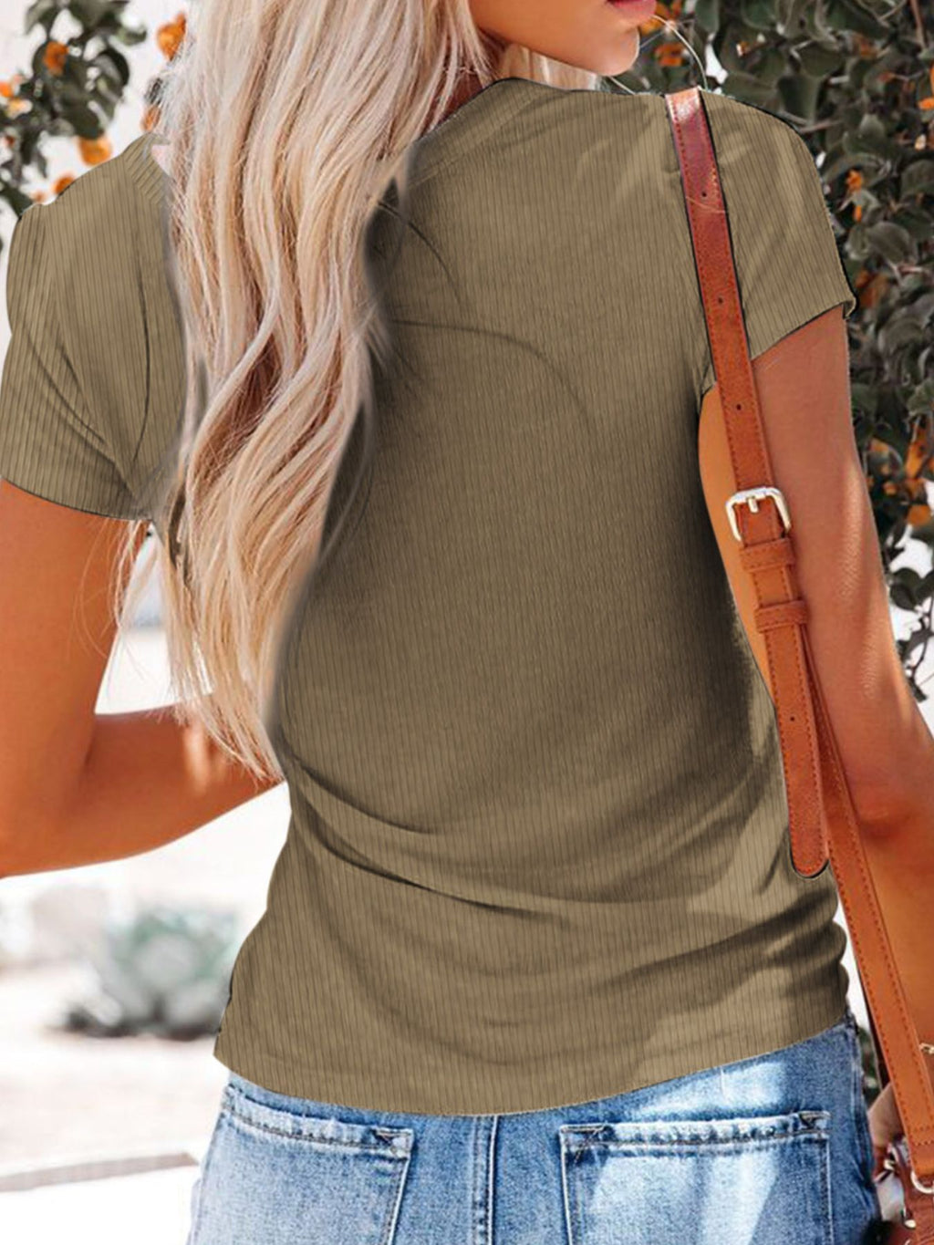 Women's Casual T-Shirt V-Neck Button Short Sleeve Summer Blouse S-3XL