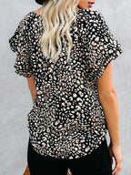 Women's Floral Blouse Caual V-Neck Tied Ruffle Short Sleeve Summer Top