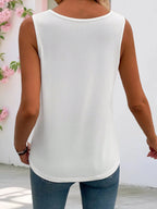 Women's Sleeveless Tank Top Square Neck Stripe Texture Summer Blouse