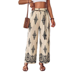Boho Print Women's Pants Wide Leg Drwastring High Waist Casual Loose Summer