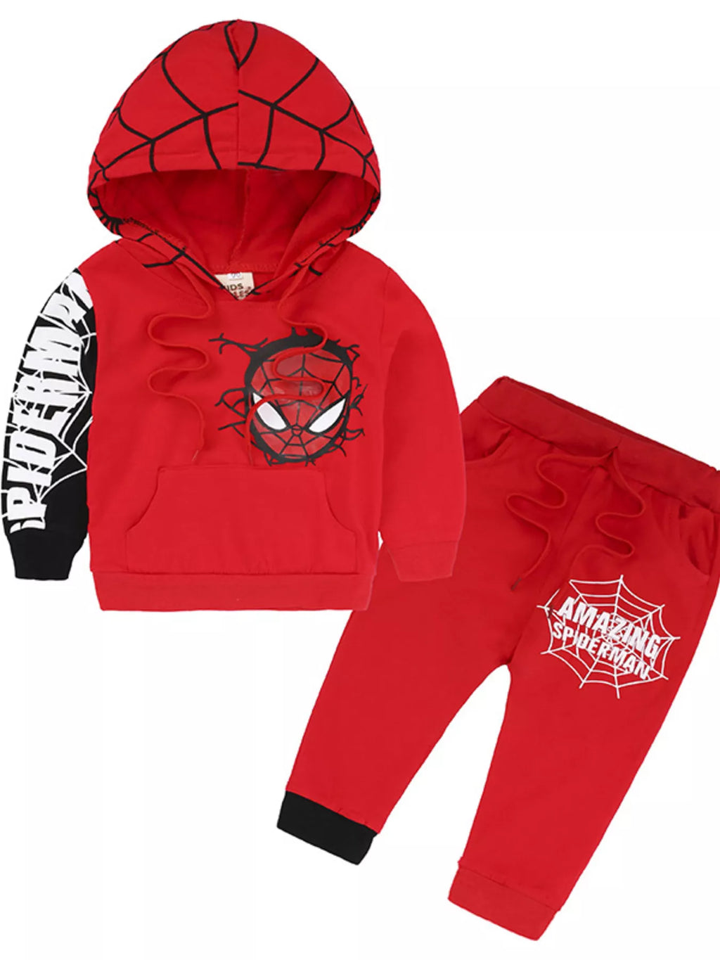 Boy's Children's Spiderman Graphic Hoodie and Pants Set 2 Pcs Red Boy_s_Children_s_Spiderman_Graphic_Hoodie_and_Pants_Set_2_Pcs Trendsi