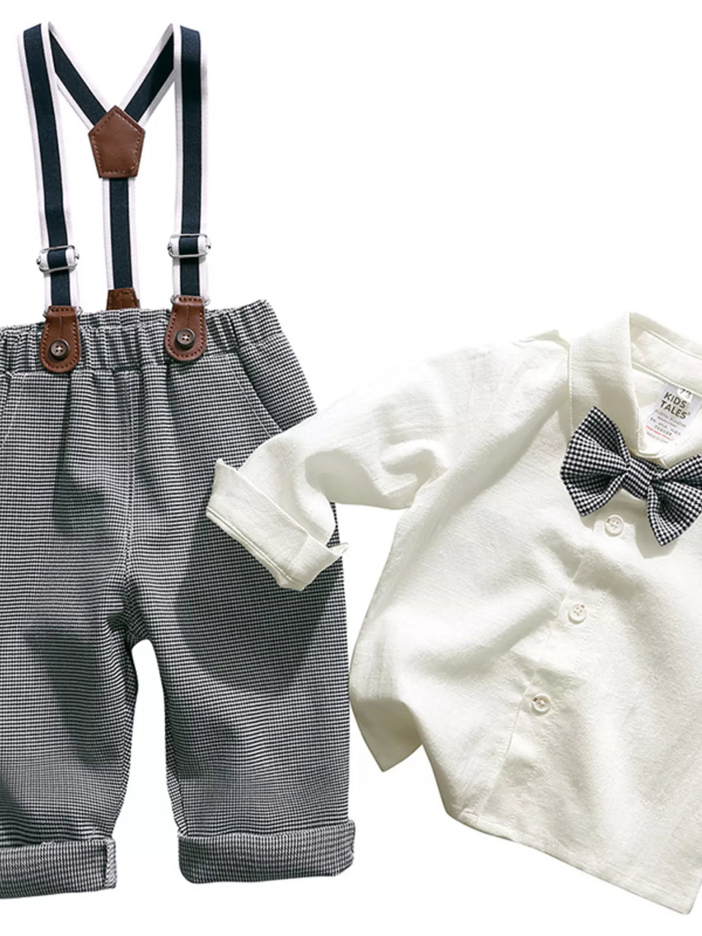 Boy's Outfit Set Button Up Shirt and Pants Overall Set for Childrens Grey Boy_s_Outfit_Set_Button_Up_Shirt_and_Pants_Overall_Set_for_Childrens Trendsi