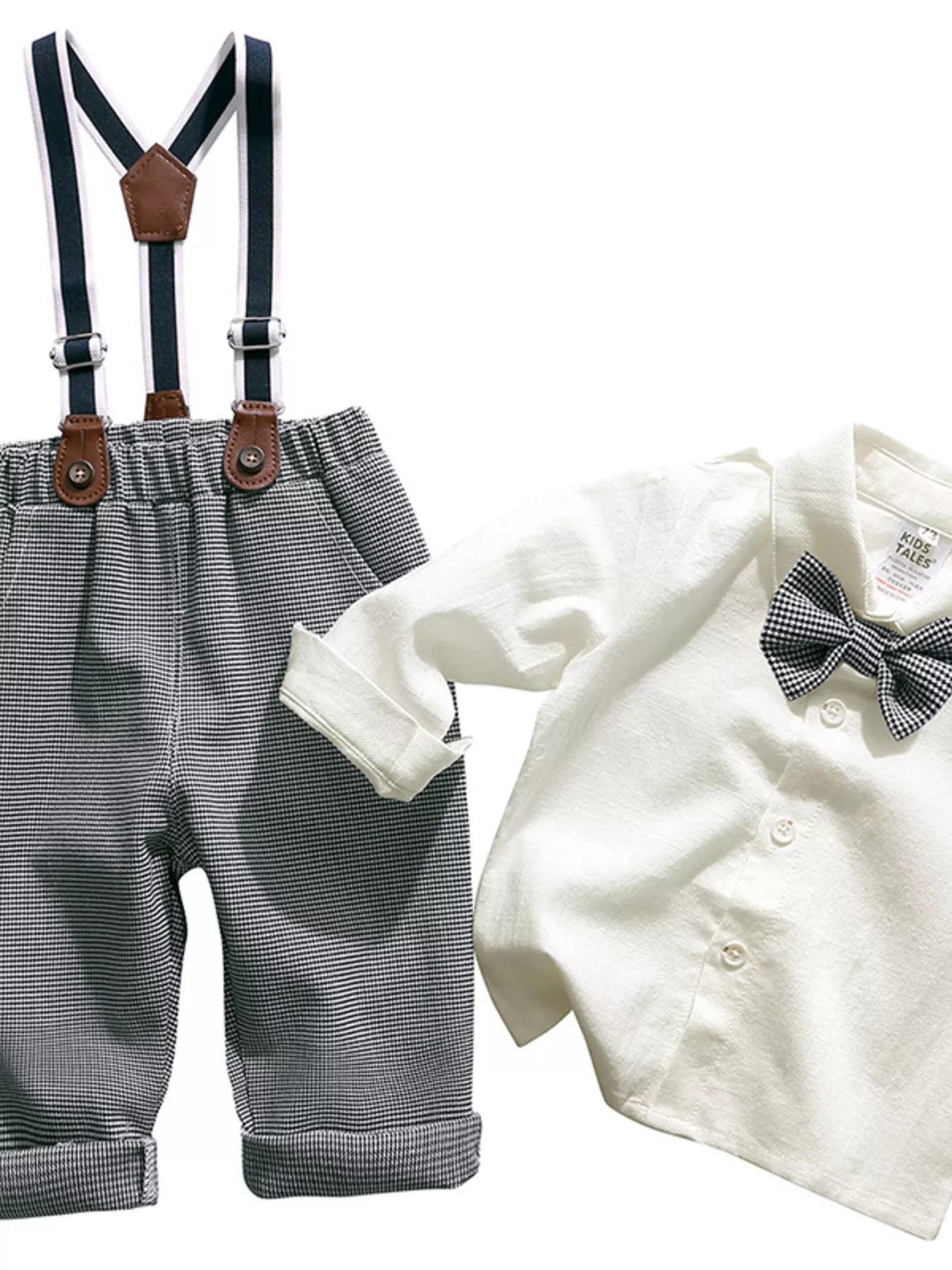 Boy's Outfit Set Button Up Shirt and Pants Overall Set for Childrens Grey Boy_s_Outfit_Set_Button_Up_Shirt_and_Pants_Overall_Set_for_Childrens Trendsi